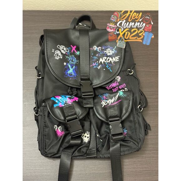 Arcane Graffiti Glow-In-The-Dark Slouch Mini Backpack - Picture 1 of 9